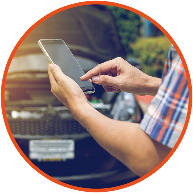Driver calling for help on a mobile phone